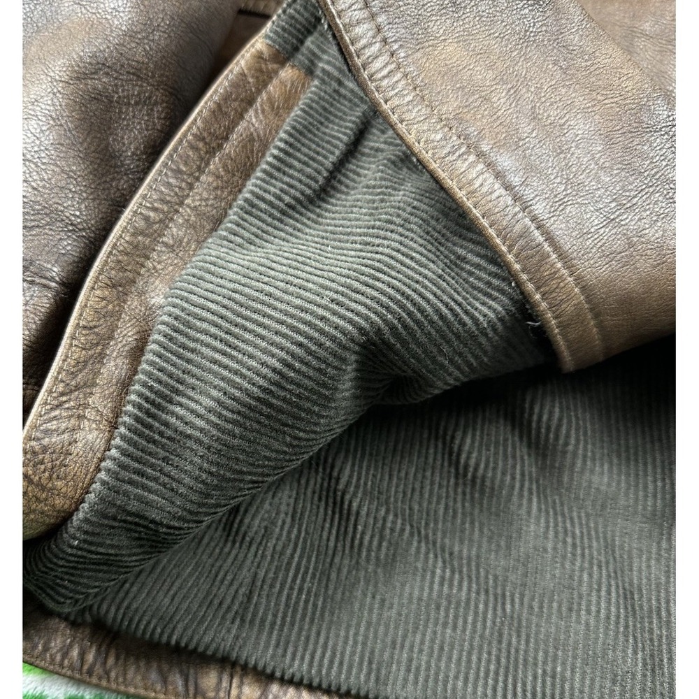 RRL Ralph Lauren Leather Double Breasted Moto Antiqued Fur jacket Size Large NWT - Picture 8 of 8